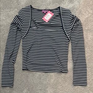 Edikted Black and White Fitted Crop Blouse
